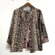 Leopard Print Cotton Pajama Set Hot Pink Trim Button Down Wide Leg Large