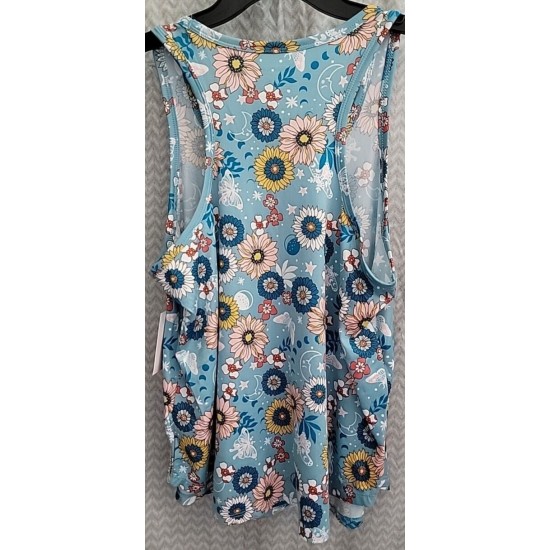 Sleepwear Pajama Top Floral Blue Women's Medium 8-10 Tank