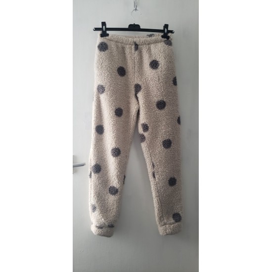 Women's Warm Fleece Pyjama Bottoms Size 8/10 Beige Mix