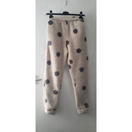Women's Warm Fleece Pyjama Bottoms Size 8/10 Beige Mix